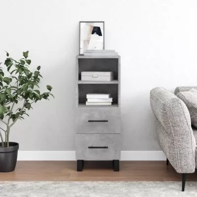 vidaXL Buffet Gris béton 34,5x34x90 cm Bois d&rsquo;ingénierie 828696
