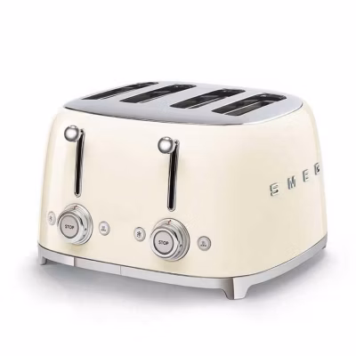 Grille-pain SMEG 4 tranches Années 50 – 2000W B Crème TSF03CREU