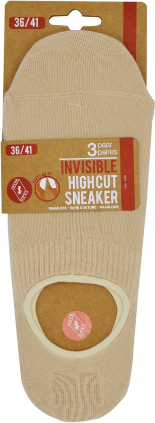 Chaussettes de sport pour femmes – FOOTIES – 6 paires – sans couture – coton de haute qualité – beige – large antidérapant à l&rsquo;intérieur – taille 36 39 42