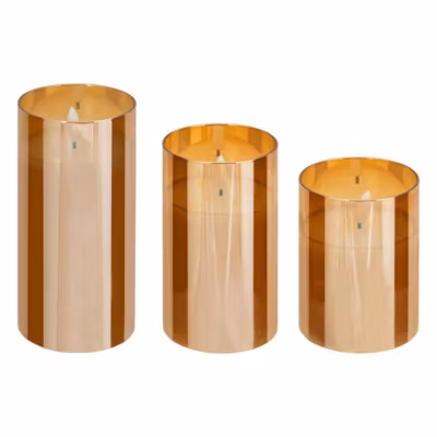 Coffret 3 bougies LED Sena verre ambre D75cm – Atmosphera