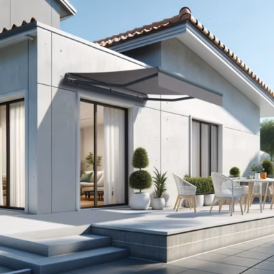 Store banne monobloc ESPAI 3,00×2,00m (Manuelle – Gris Graphite – Gris anthracite)