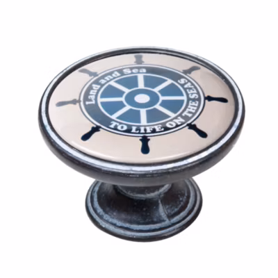 Bouton de meuble zamac diamètre 37 mm oxydé decapé rudder lot de 12 piéces