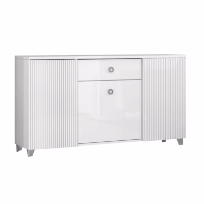 MARIKA – Buffet 3 Portes 1 Tiroir Laqué Blanc