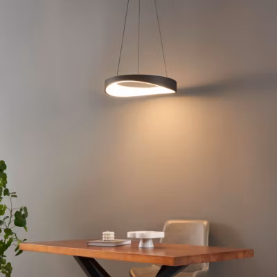 Suspension LED anneau noir minimaliste 52 cm – Belina