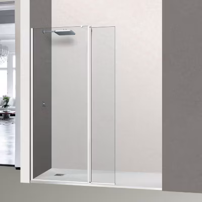 Paroi de douche fixe avec déflecteur Droit en verre sécurité ép 6mm – L(93+32)125xH195 cm – blanc – SUPERBAN Alsace Sport