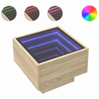 Table d&rsquo;appoint et LED chêne sonoma 40x40x30 cm bois ingénierie vidaXL