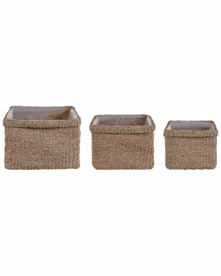 Lot de 3 pots de fleurs RIVULINE Herbier marin 23/27/30 cm Naturel