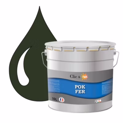 Peinture fer antirouille – Laque extérieure Semi-Brillante POK FER – 10L – RAL 6020 – Vert Oxyde Chromique