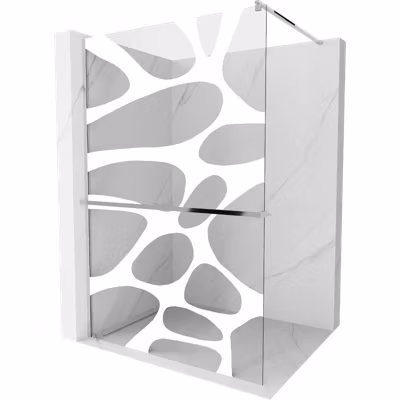 Mexen Kioto+ paroi de douche avec étagère Walk-in 70 x 200 cm, vague blanche, chromée – 800-070-121-01-97