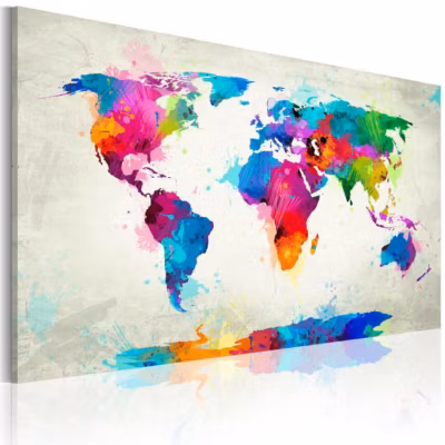 Tableau Cartes du monde Map of the world – an explosion of colors 60×40 cm