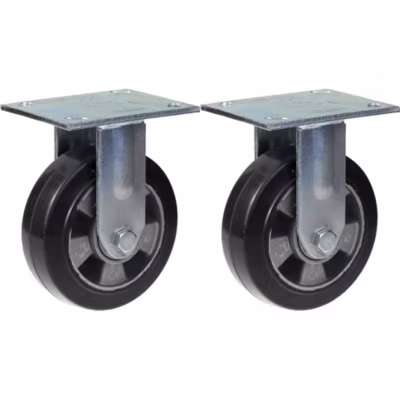 Roulettes fixes en caoutchouc noir de 152 mm (6 pouces), robustes, capacité de charge de 660 kg, lot de 2