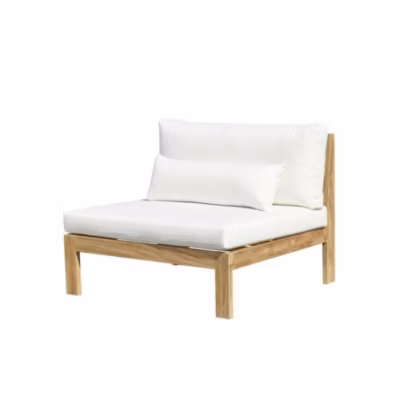 Fauteuil de jardin en teck massif et tissu Blanc TOUQUET