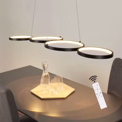 ZMH  Suspension LED Noir  Modern 4 Lumières 88 Cm Dimmable