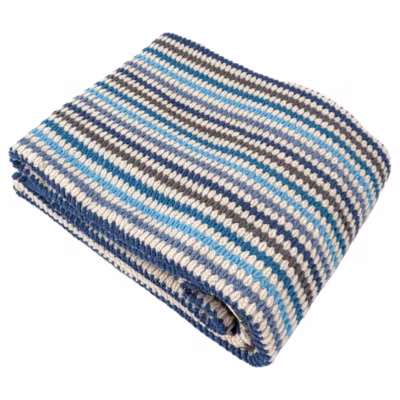 Drap de bain à rayures pur coton 100×150 cm collection BREEZE bleu