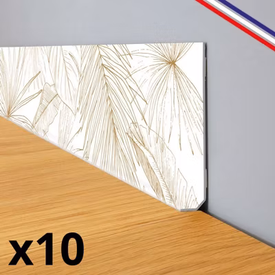 Plinthes PVC adhésives décoratives pour sol – Lot de 10 – 100×8 cm (10m) motif floral marron