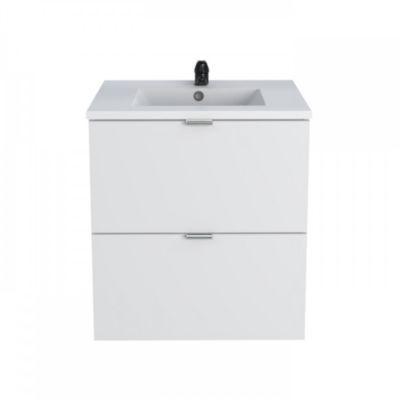 Meuble sous-vasque 2 tiroirs MALAGA  60 cm + vasque / Blanc