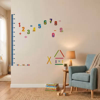 Stickers Muraux décoration adhésifs toise chiffres et crayons