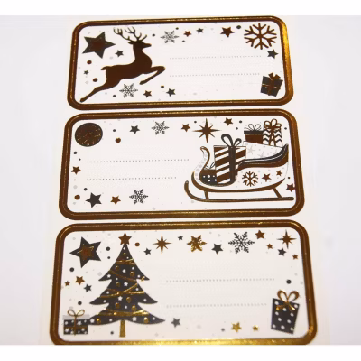 12 étiquettes adhésives de Noël – Doré Chic