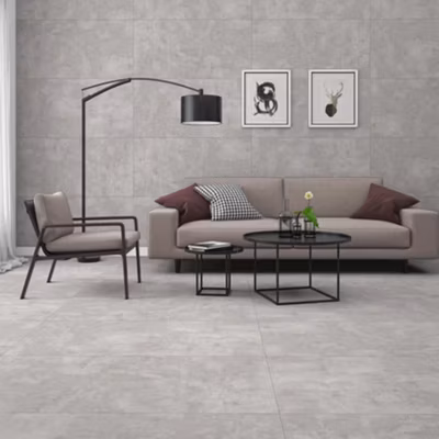 Carrelage sol effet béton gris clair l.120 x L.60 cm Orion bianco