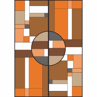 Sticker Vitrail Géométrique 67x47cm – Décoration Marron, Orange et Gris pour Vitre, Forme électrostatique