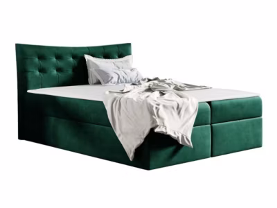 Lit continental Baltimore 157, Double, Vert, Tissu, Disponible