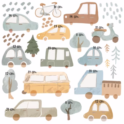 Stickers muraux en vinyle roadtrip multicolore