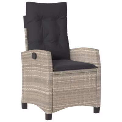Chaise inclinable de jardin coussins gris clair résine tressée vidaXL