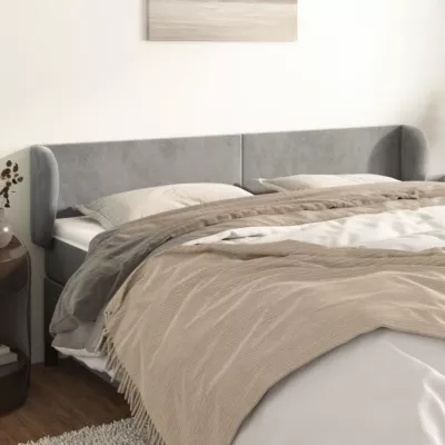 vidaXL Tête de lit avec oreilles Gris clair 163x23x78-88 cm Velours3116918