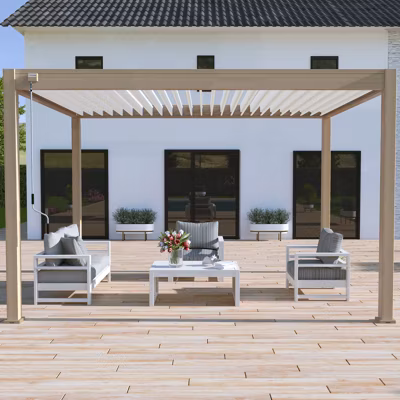 Pergola bioclimatique Ombréa VS autoportante 3x4M – Woodlook – lames blanches