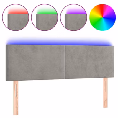 vidaXL Tête de Lit à LED Meuble de Chambre à Coucher Accessoire de Lit Double Tête de Cadre de Lit Intérieur Gris Clair 3121380