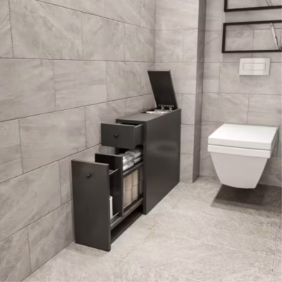 Armoire de salle de bain étroite Birkenes panneau de particules 60 x 19 x 55 cm anthracite en.casa
