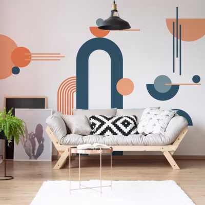 Papier peint intissé pré-encollé fresques géantes – ARCHES ART MODERNE ET DEMI CERCLES – 80x60cm