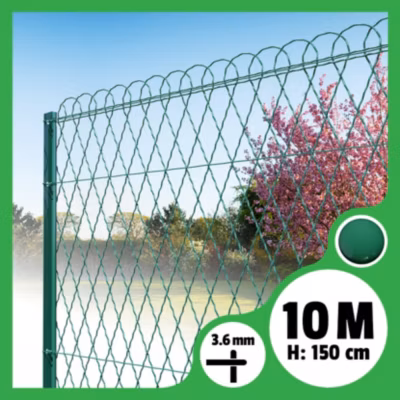Bordure parisienne ronde longueur 10m – Vert, 150cm, 3.6mm