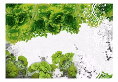 Papier peint intissé panoramique fleurs colors of spring: green 100×70 cm