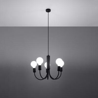 Lustre en acier 5 ampoules 3000K – 45x45x100cm Sollux