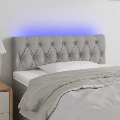 vidaXL Tête de Lit à LED Meuble de Chambre à Coucher Accessoire de Lit Simple Tête de Cadre de Lit Intérieur Gris Clair 3121938