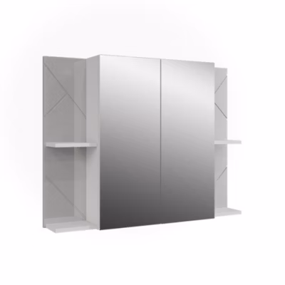 Vicco Armoire de toilette blanc/blanc brillant 100x75cm avec 2 portes
