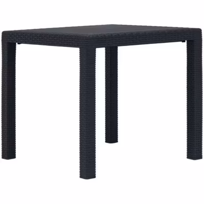 vidaXL Table de jardin Anthracite 79x79x72cm Plastique Aspect de rotin