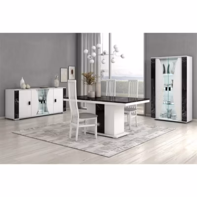 ARIANE – Séjour Complet Table Repas + Buffet + Vitrine 2 Portes Eclairage Led intégré