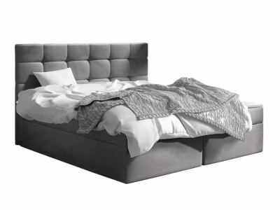 Lit continental Comfivo 196, Double, Gris, Tissu, Disponible