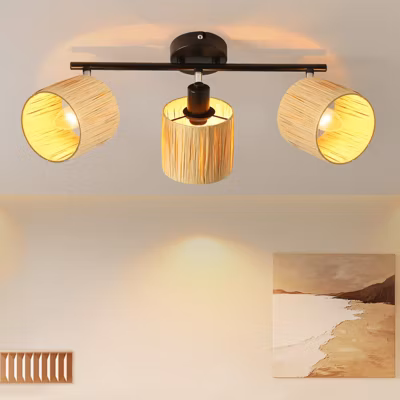 ZMH Plafonnier Design Noir à 3 Flammes E14 – Lampe En Papier Pour Salon