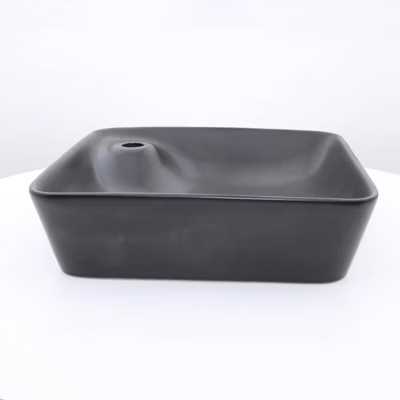 Vasque à Poser Carrée – Céramique Noir Mat – 43×43 cm – Urban