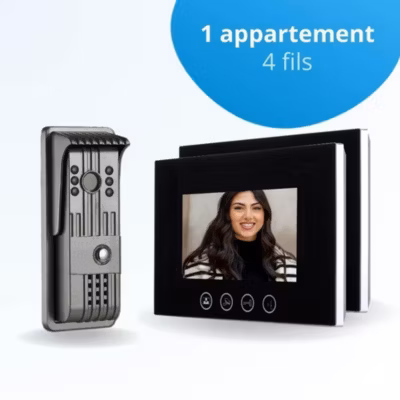 Portier interphone vidéo pili 4 fils – 2 écrans noirs 7&Prime; – avec mémoire photos