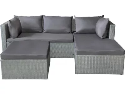 Salon de jardin bas en résine tressée « Diya » 3 places  Gris