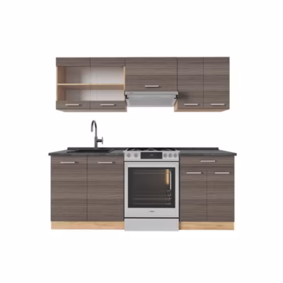 Vicco Cuisine gris noble/chêne doré 200cm , PT Anthracite