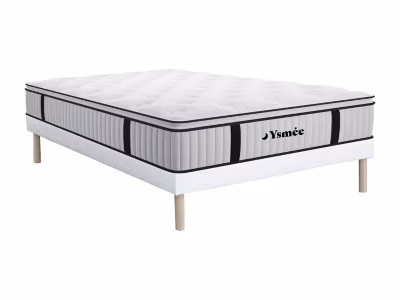 Ensemble 140 x 190 cm sommier + matelas ressorts ensachés surmatelas intégré ép.28cm – AMERICAN DREAM de YSMÉE