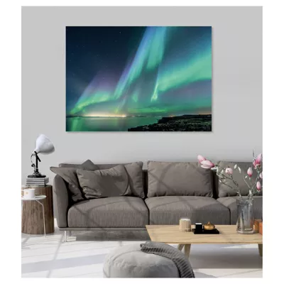 Poster intissé AURORE BORÉALE paysage 140 x 95 cm – Affiche murale de qualité supérieure
