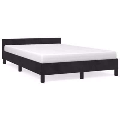 Lit double, Lit adulte, Cadre de lit sans matelas noir 120×200 cm velours
