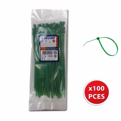 Serre-câbles verts en nylon 4,8 x 200 – 100 pièces