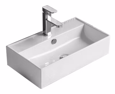 Vasque à poser rectangulaire, céramique 55x32x13 cm Blanc